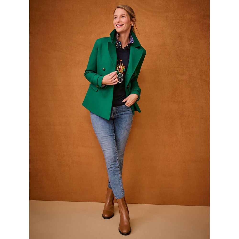 Talbots Tailored Peacoat Meadow Green Double Breasted Coat Women's Size Large - Picture 13 of 14